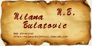 Milana Bulatović vizit kartica